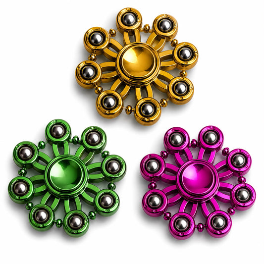 Premium Metal Fidget Spinner Toy | High Speed Hand Spinner with Steel Bearings | Stress Relief Finger Spinner for Kids & Adults | Smooth & Silent Spin | Assorted Metallic Colors