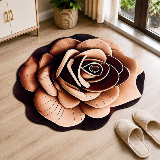Premium Rose Shape Floor Mat | Soft & Absorbent Anti-Skid Door Mat | Washable Bedroom, Living Room & Bathroom Rug