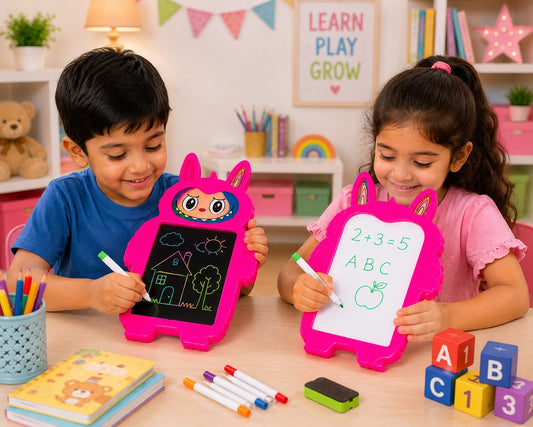 2 in 1 Writing Board for Kids with Whiteboard, Blackboard, Marker & Chalk | Reusable Educational Learning Toy | 3+ Years
