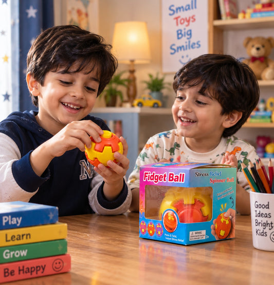 Fidget Ball Stress Relief Spinner Toy – Orange & Yellow Press and Twist Sensory Ball for Kids & Adults