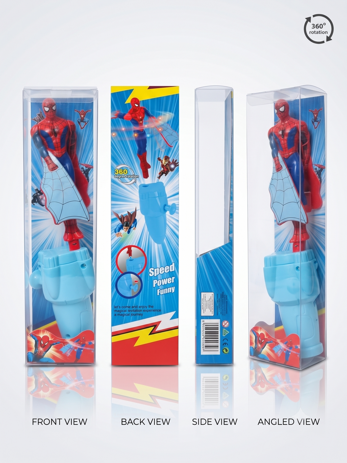 Spider-Man Flying Web-Flier Toy with Easy Hand Launcher – Action Figure Helicopter Toy for Kids, Indoor & Outdoor Play