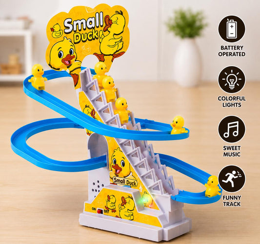Small Duck Climbing Stairs Toy with Music & Lights