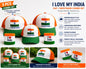 5 Pcs Tricolor Cap & Wristband Combo Set | 2 Adult Caps + 1 Kids Cap + 2 Wristbands | I Love My India