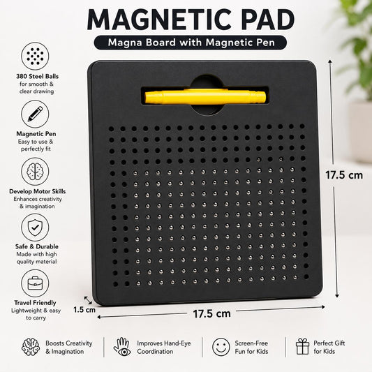 Magnetic Drawing Pad for Kids | 380 Steel Balls Magic Writing Board with Magnetic Pen | Educational Learning Toy | Reusable Sketch Board | 3+ Years