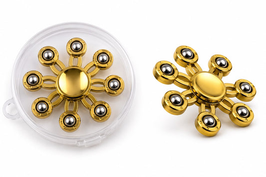 Premium Metal Fidget Spinner | High-Speed Stress Relief Hand Spinner with Storage Case | Smooth Silent Bearing | Pocket Size Desk Toy for Kids & Adults (Gold)