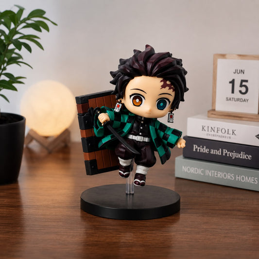 Demon Slayer Tanjiro Action Figure | Mini Chibi Anime Statue with Stand