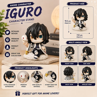 Demon Slayer Obanai Iguro Mini Figure | Chibi Anime Character Stand