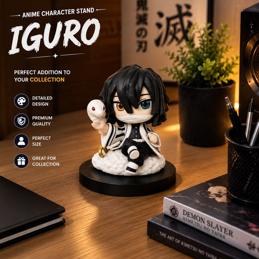 Demon Slayer Obanai Iguro Mini Figure | Chibi Anime Character Stand