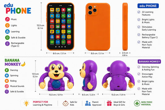 Educational Phone & Dancing Banana Monkey Combo Toy for Kids | Learning & Musical Fun