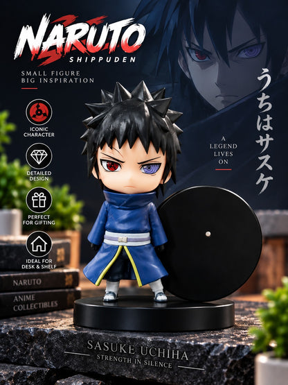 Sasuke Uchiha Anime Figurine with Display Base | Chibi Sasuke Collectible Figure for Desk, Shelf, Home & Gifting