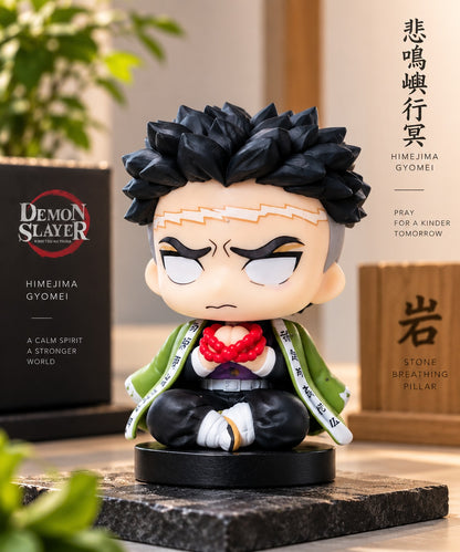 Gyomei Himejima Anime Figurine | Chibi Gyomei Collectible Figure with Black Display Base | Demon Slayer Figure for Desk, Shelf & Gifting