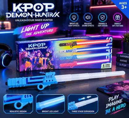 Kids KPOP Demon-Huntrix Toy Sword with LED Light, Colorful Light-Up Sword for Children, Pretend Play & Costume Fun