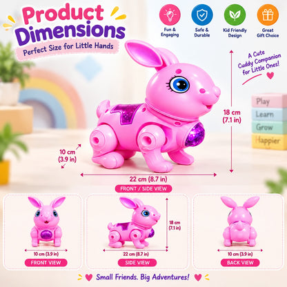 Lovely The Rabbit Interactive Toy for Kids 3+ | Pink Robotic Bunny Toy with Lights, Music, Hopping & Sound Effects | Fun Electronic Toy for Boys & Girls