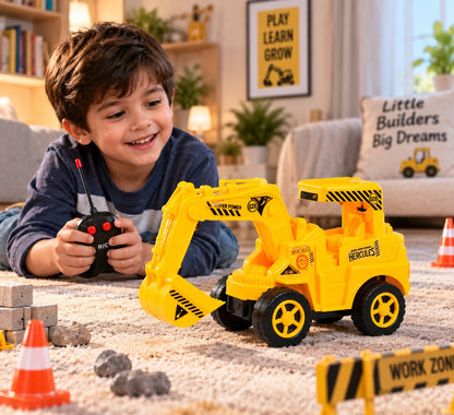 Hercules Remote Control Excavator Toy for Kids | Super Power Construction Truck with R/C Remote, Movable Arm & Bucket | Yellow Construction Vehicle Toy