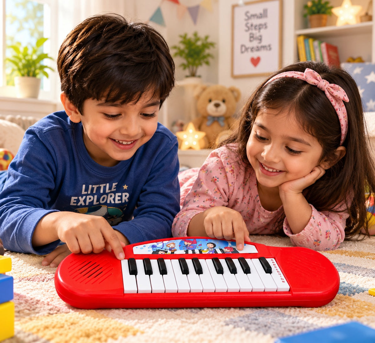 Kids Toy Piano Keyboard 3+ | Red Musical Keyboard Toy for Children | Mini Piano with Black & White Keys for Creative Learning & Fun | YJ Toys