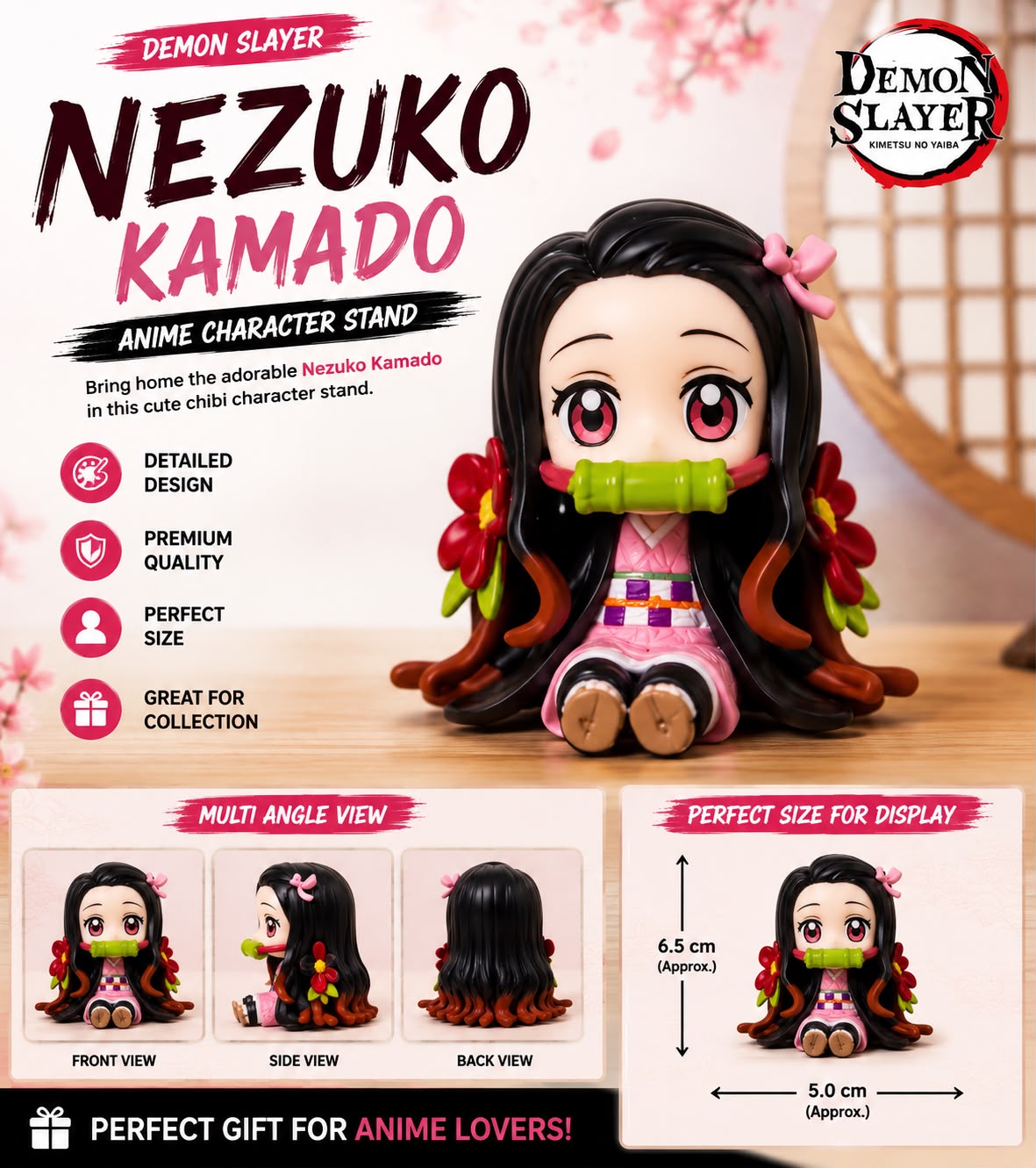 Nezuko Kamado Mini Anime Figure | Demon Slayer Collectible Desk Decoration