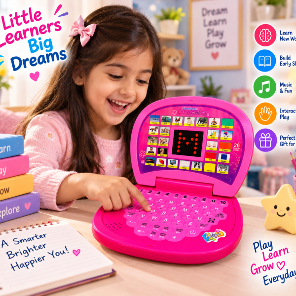 GOOYO Educational Computer Toy for Kids 3+ | Learning Laptop with 26 English Words, ABC & 1–10 Numbers, LED Screen, Music & Interactive Learning Modes