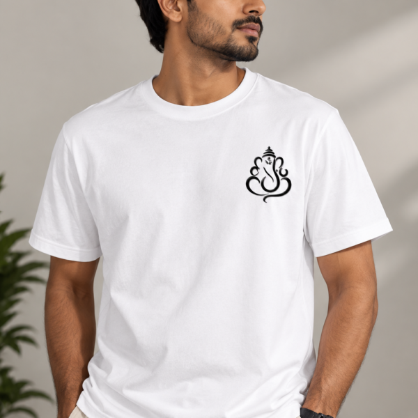 Being Kool White Ganesha T-Shirt | Minimal Spiritual Graphic Tee for Men