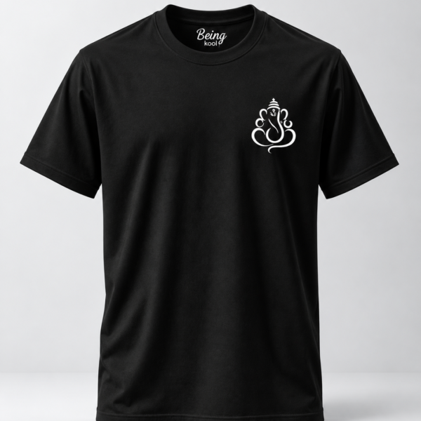 Being Kool Black Ganesha T-Shirt | Minimal Spiritual Graphic Tee for Men