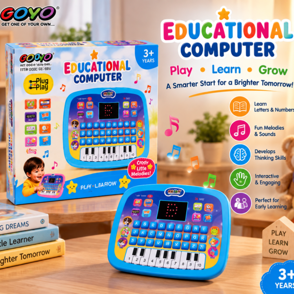 GOYO Educational Computer Toy for Kids 3+ Years | Learning Laptop with ABC Letters, Numbers, Piano Keys, Music & Interactive Activities