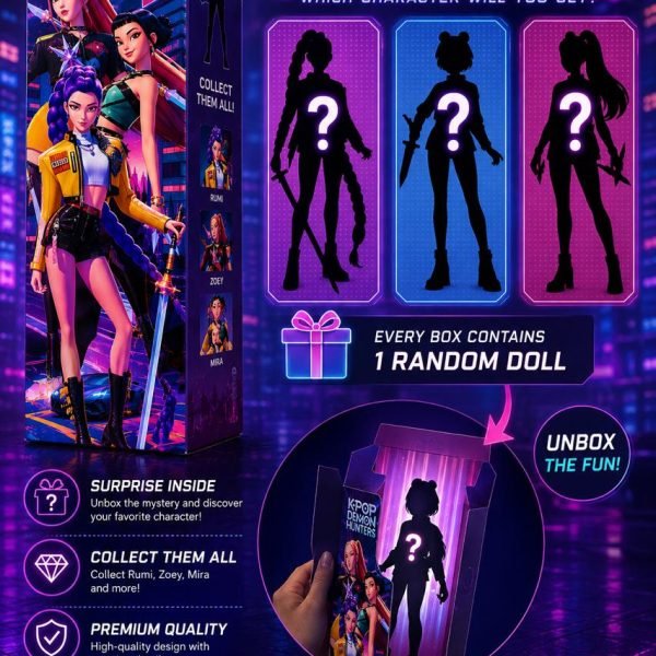 KPOP Demon Hunters Surprise Mystery Doll for Girls | Random Collectible Fashion Doll | Cute K-Pop Character Toy | Surprise Gift Box | 3+ Years
