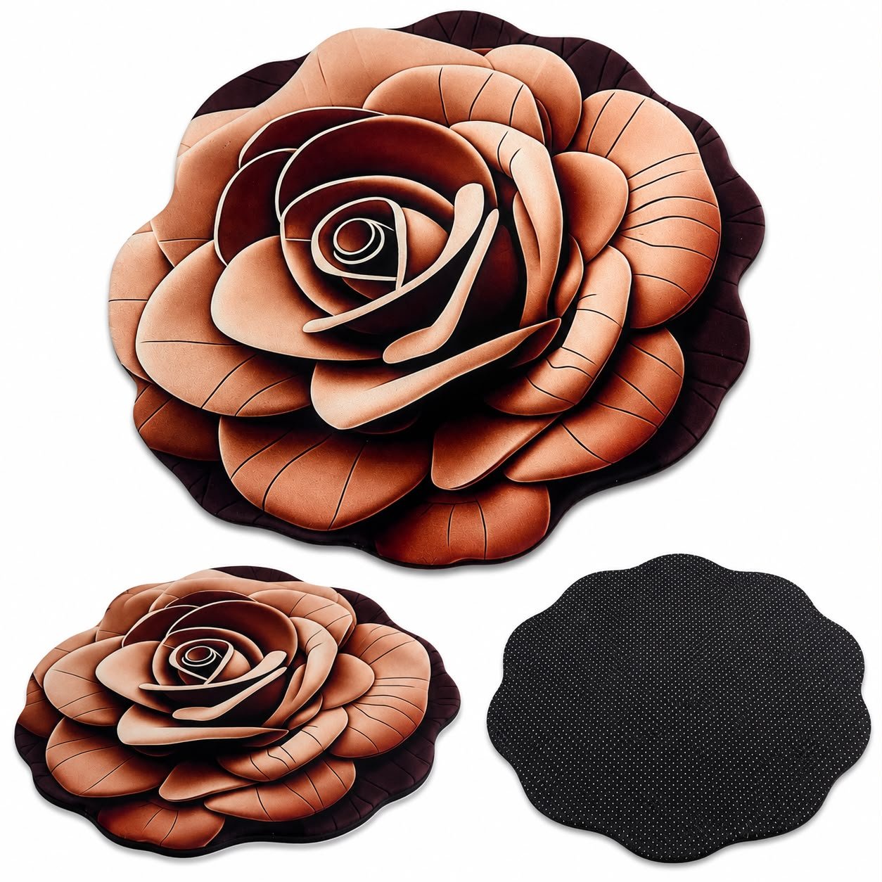 Premium Rose Shape Floor Mat | Soft & Absorbent Anti-Skid Door Mat | Washable Bedroom, Living Room & Bathroom Rug - Image 4