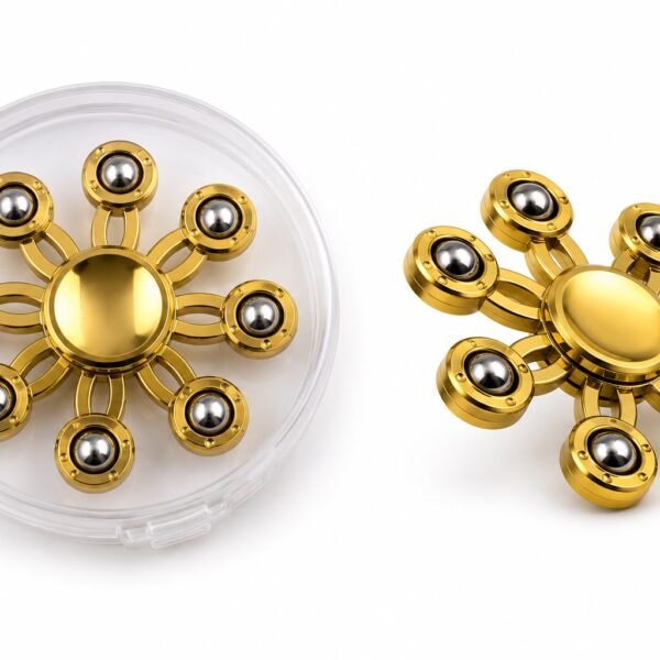 Premium Metal Fidget Spinner | High-Speed Stress Relief Hand Spinner with Storage Case | Smooth Silent Bearing | Pocket Size Desk Toy for Kids & Adults (Gold)