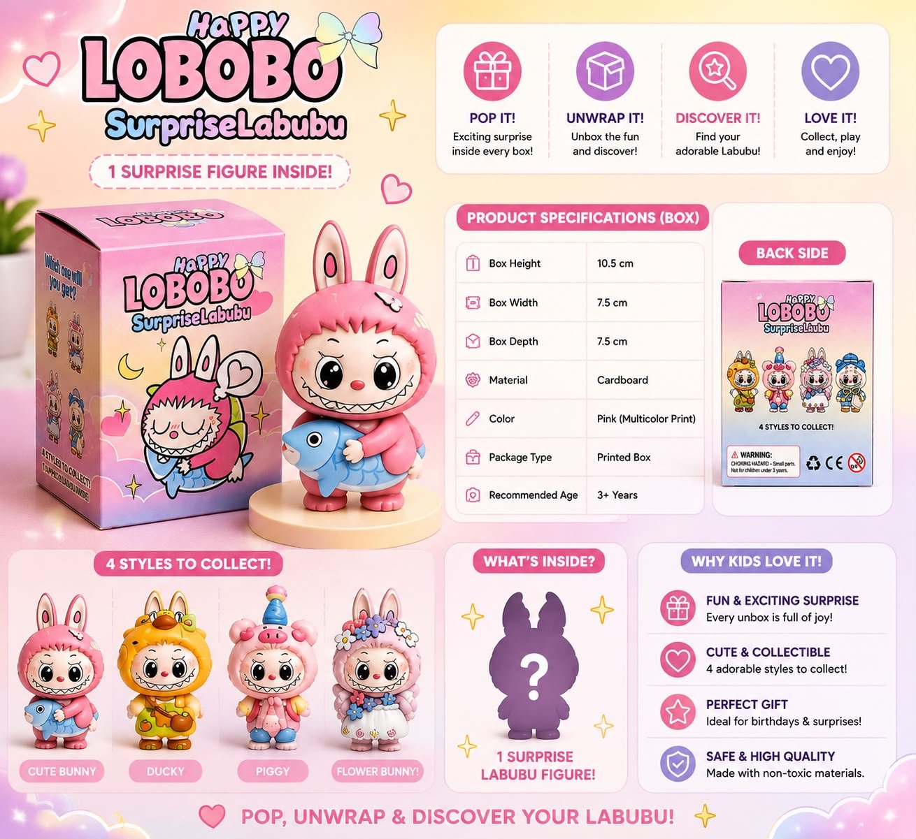 Happy LOBOBO Surprise Labubu Figure Blind Box | Cute Collectible Mini Toy - Image 3