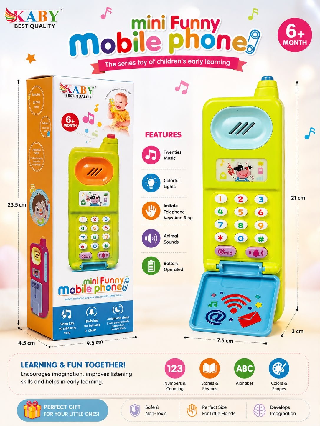 KABY Mini Funny Mobile Phone Toy for Babies 6+ Months - Image 2