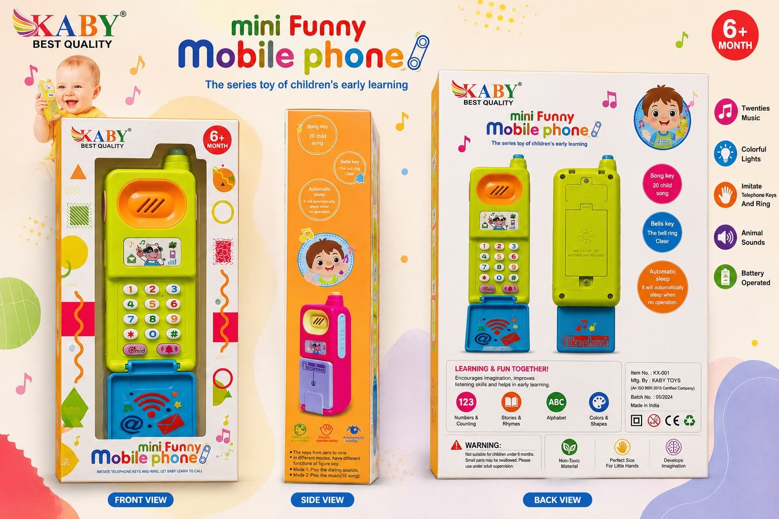 KABY Mini Funny Mobile Phone Toy for Babies 6+ Months - Image 3