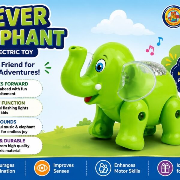 Clever Elephant Electric Toy for Kids 12+ Months | Walking Elephant with Lights & Sounds | Interactive Baby Toy