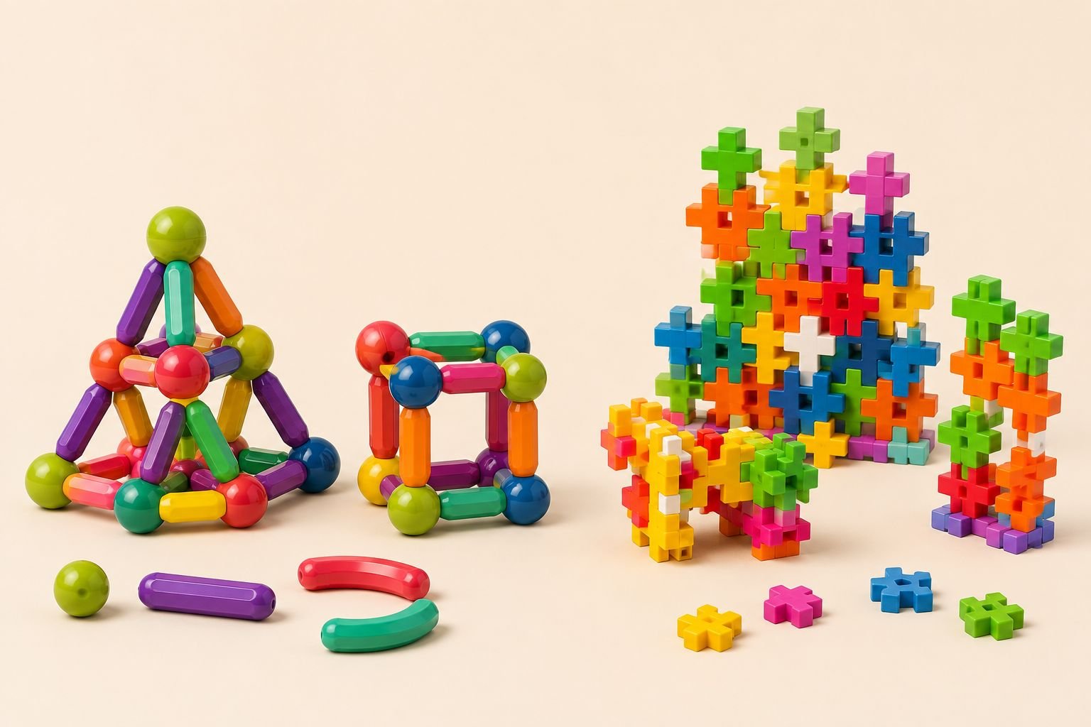 88 PCS Kids Building Toys Combo | 42 PCS Magnetic Sticks & 44 PCS Building Blocks | STEM Creative Construction Set - Image 2