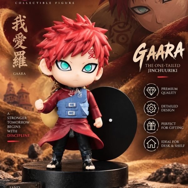 Gaara Anime Figurine | Chibi Gaara Collectible Figure with Display Base & Sand Gourd | Naruto Figure for Desk, Shelf, Home & Gifting