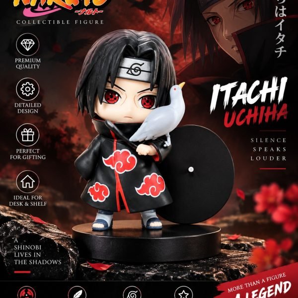 Itachi Uchiha Anime Figurine with White Bird & Display Base | Chibi Itachi Collectible Figure | Naruto Figure for Desk, Shelf & Gifting