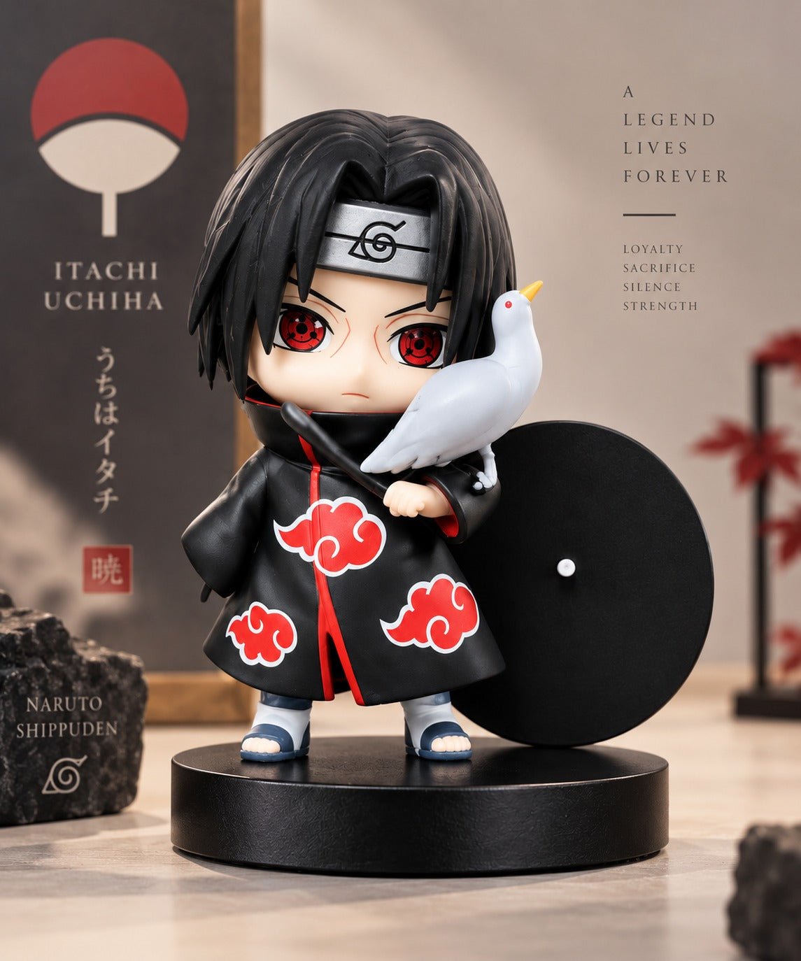 Itachi Uchiha Anime Figurine with White Bird & Display Base | Chibi Itachi Collectible Figure | Naruto Figure for Desk, Shelf & Gifting - Image 4