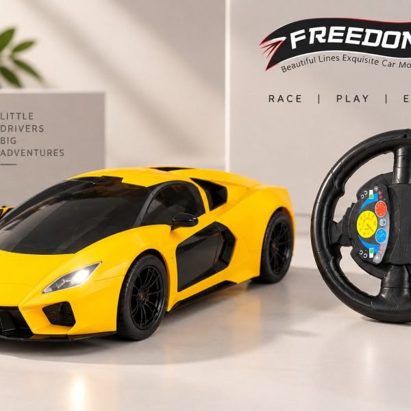 Remote Control Toy Sports Car with Steering Wheel Remote, LED Lights & Interactive Controls – High Speed Racing Car for Kids