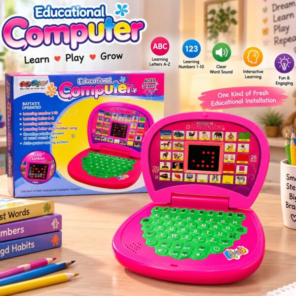 Kids Educational Computer Toy – Interactive Learning Laptop with ABC Alphabet, Numbers, Words & LED Screen