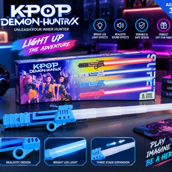 Kids KPOP Demon-Huntrix Toy Sword with LED Light, Colorful Light-Up Sword for Children, Pretend Play & Costume Fun