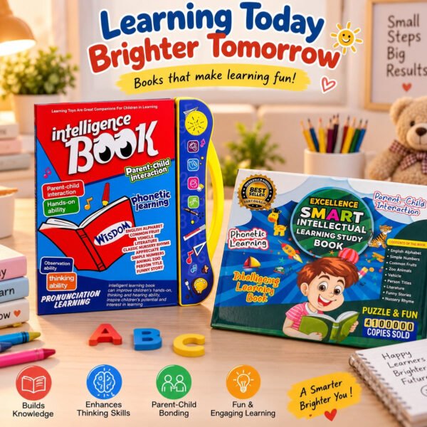 Kids Intelligence Talking Book with Phonics Learning, Interactive Sound Buttons, Alphabet, Numbers, Rhymes & Learning Activities | Educational Music Book for Children