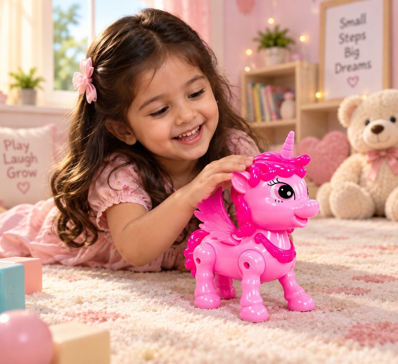 Luna The Unicorn Interactive Toy for Kids 3+ | Pink Unicorn Toy with Walking, Sparkling Lights & Music | Cute Electronic Unicorn Toy for Girls & Boys